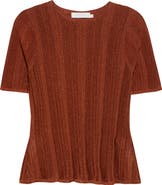 Zimmermann Indra Short Sleeve Shimmer Rib Sweater