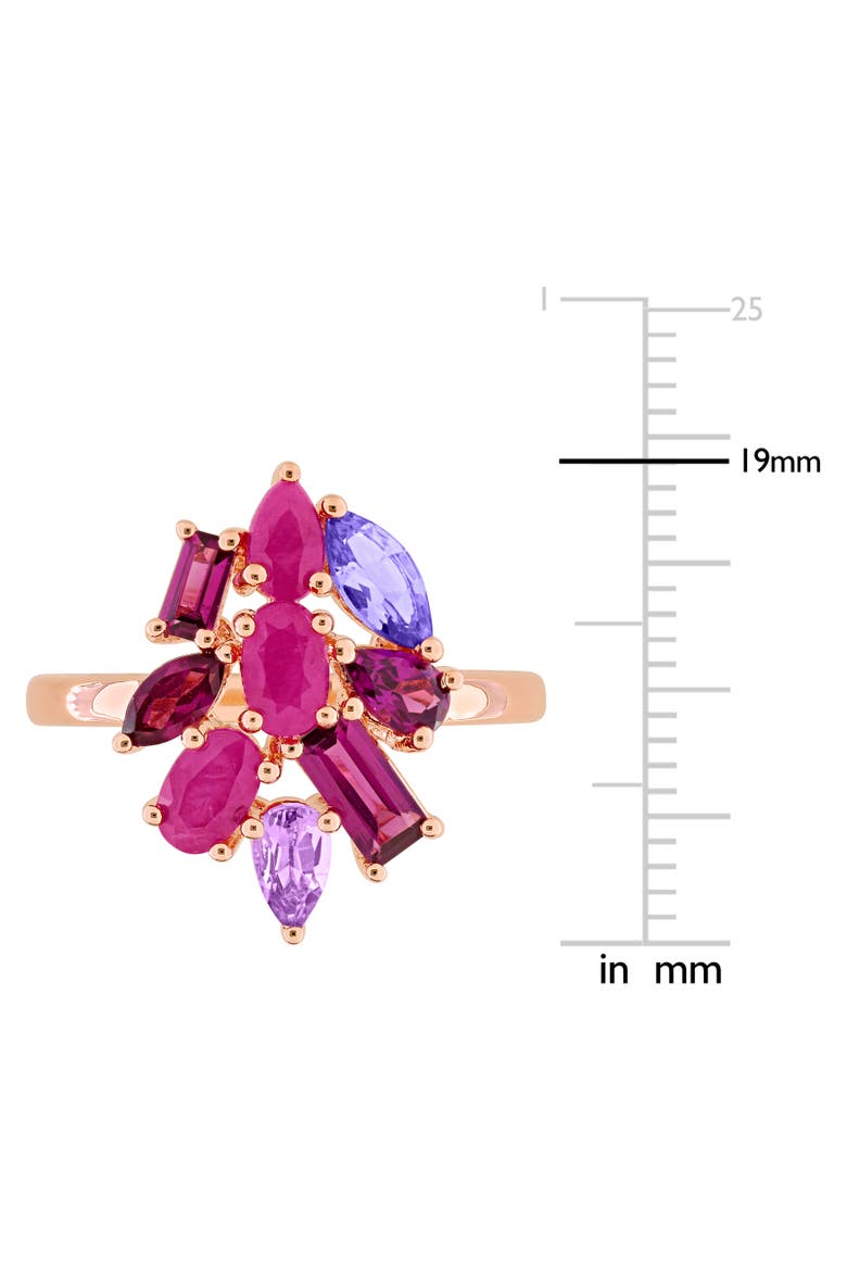 Multi-Shaped Multi-Gem Cluster Cocktail Ring, Alternate, color, Ruby