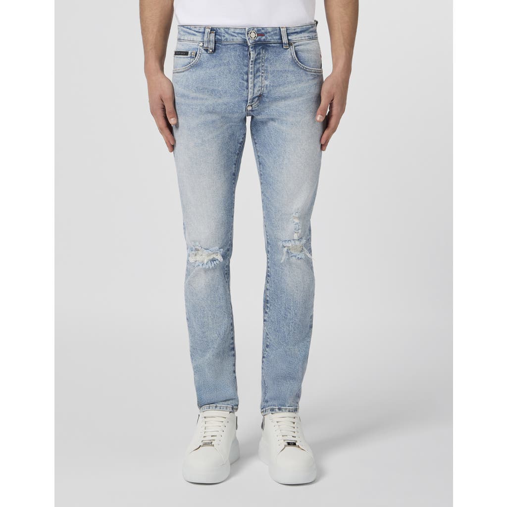 Philipp Plein Super Straight Cut Jeans Basic Men In Blue