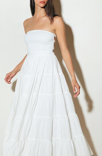 Strapless Tiered Cotton Maxi Sundress