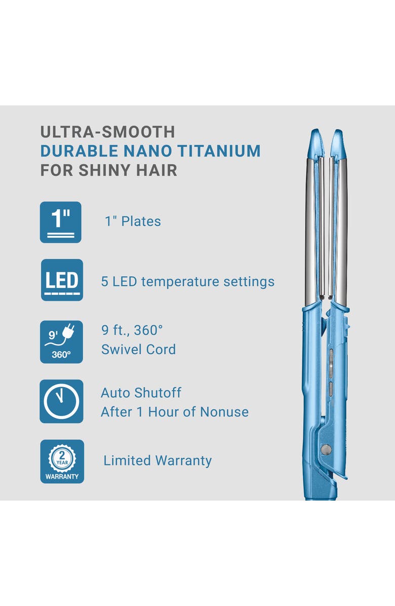BaBylissPRO Nano Titanium 1" Ultra-Sleek Stainless Steel Styling Iron, Alternate, color, Blue