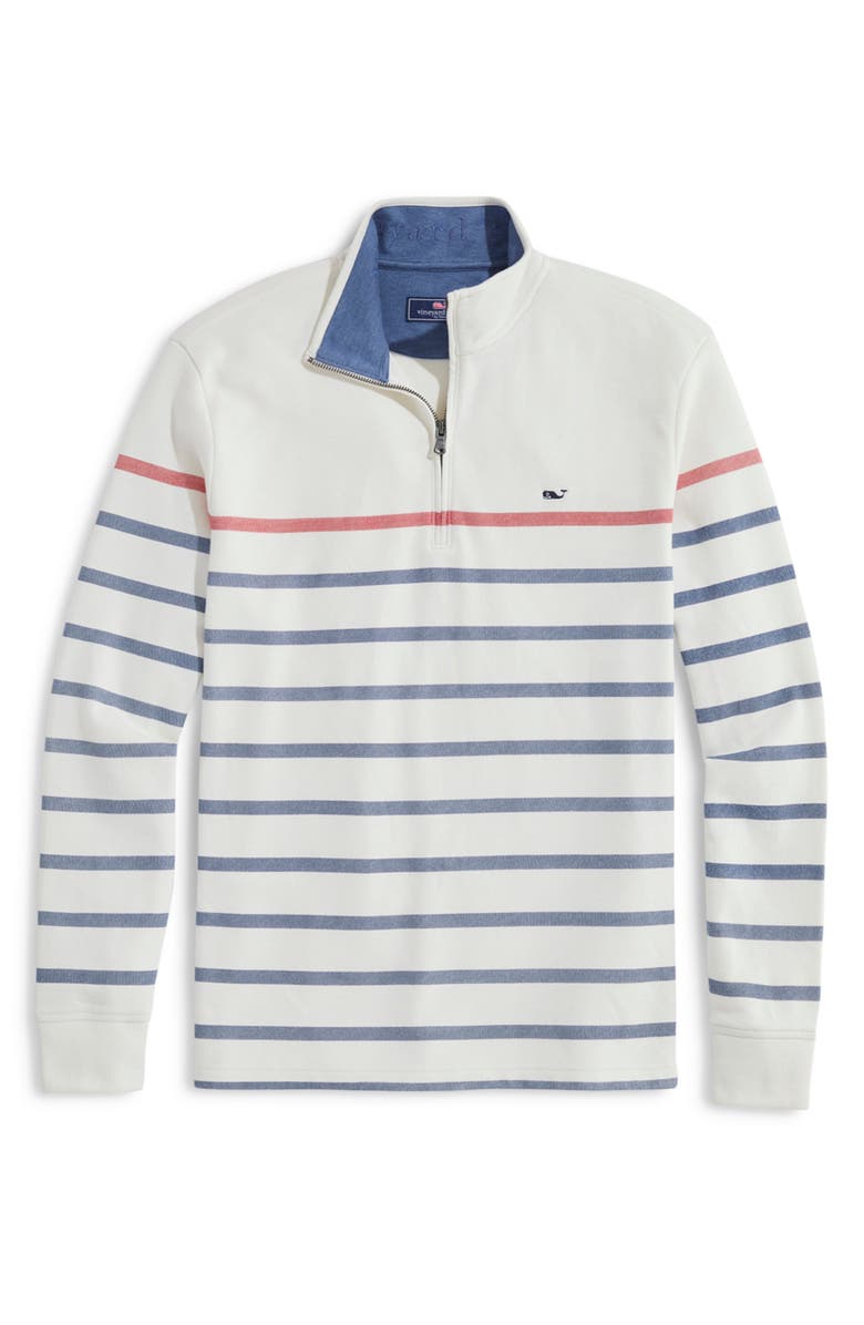 vineyard vines Saltwater Breton Stripe Quarter Zip Pullover, Main, color, 9293 Rwb