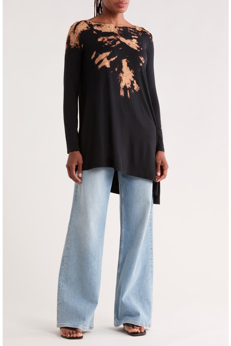 Boxy Garment Dyed Tunic Top, Alternate, color, BLACK CLOUD WASH