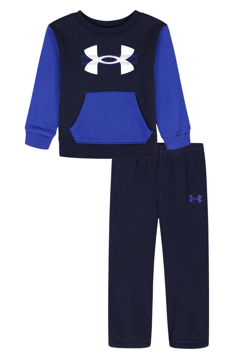 Under Armour Kids' Rivial Logo Fleece Hoodie & Joggers Set, Main, color, Washed Navy