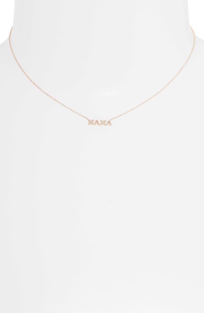 Zoë Chicco Tiny Letters Nana Pendant Necklace, Alternate, color, 14K Gold