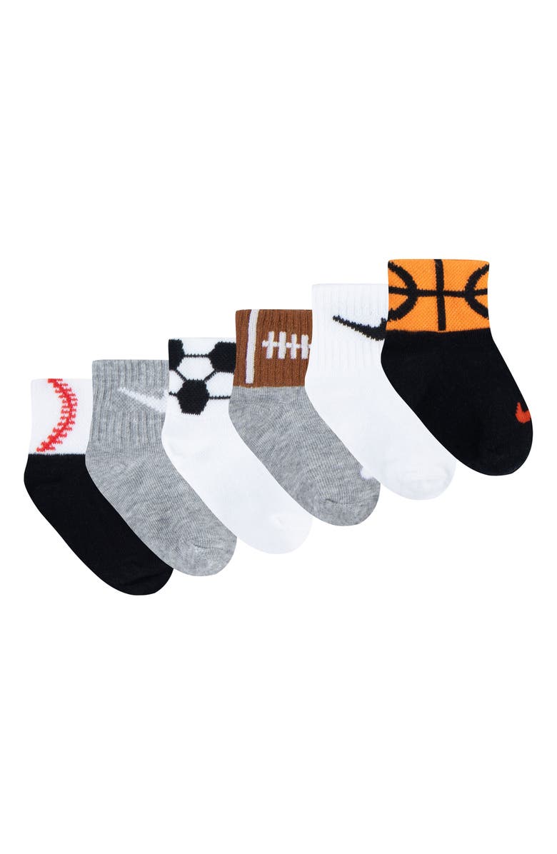 Nike Swoosh 6-Pack Sport Ball Assorted Socks, Alternate, color, Dark Grey Heather