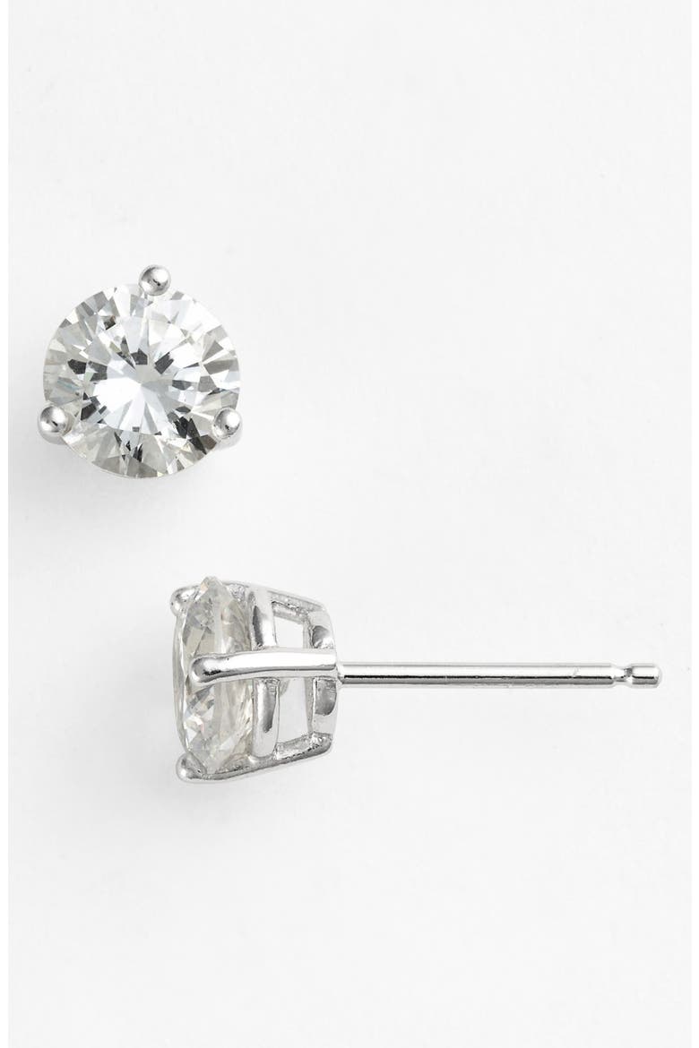Cubic Zirconia Stud Earrings - 2ct., Alternate, color, PLATINUM