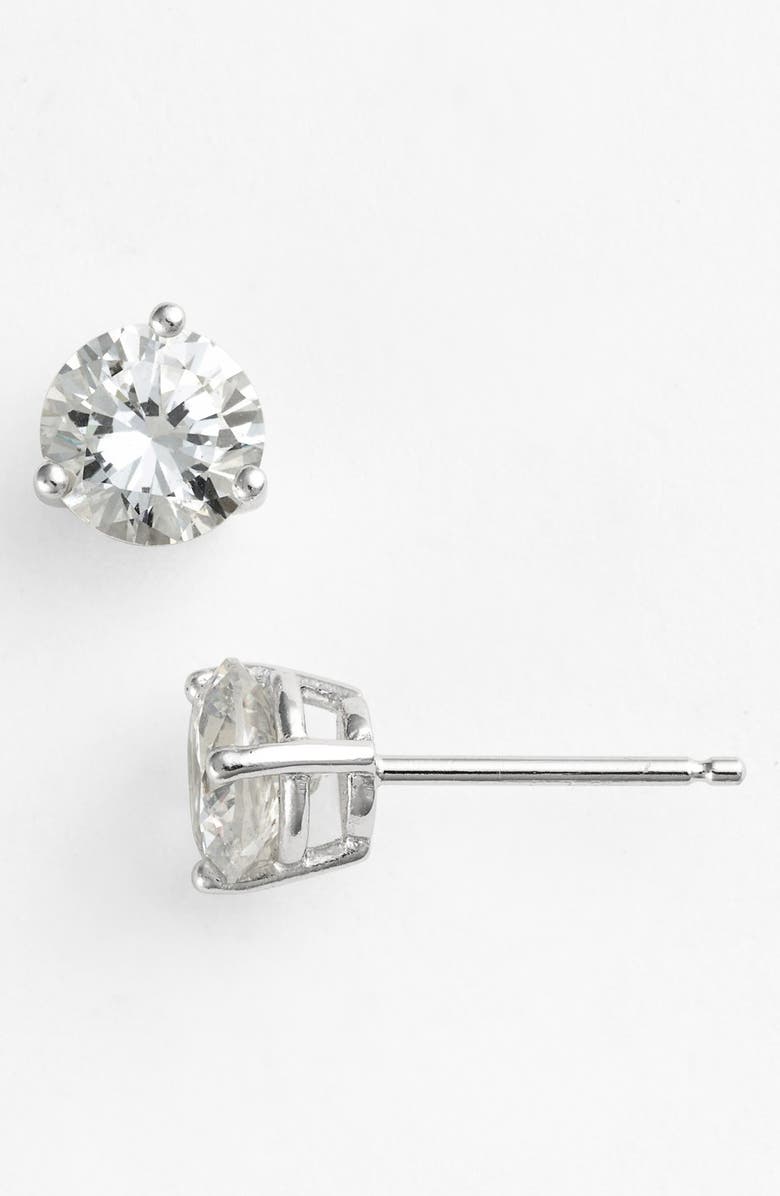 Nordstrom Cubic Zirconia Stud Earrings - 2ct., Alternate, color, Platinum