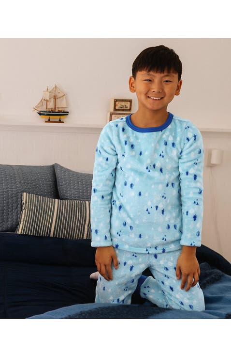 Kids Long Sleeve Plush Fleece Pajama Set