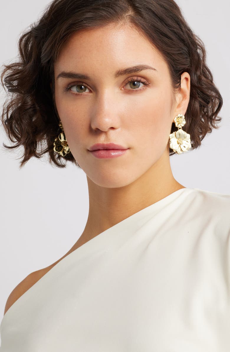 Nordstrom Pansy Drop Earrings, Alternate, color, Gold