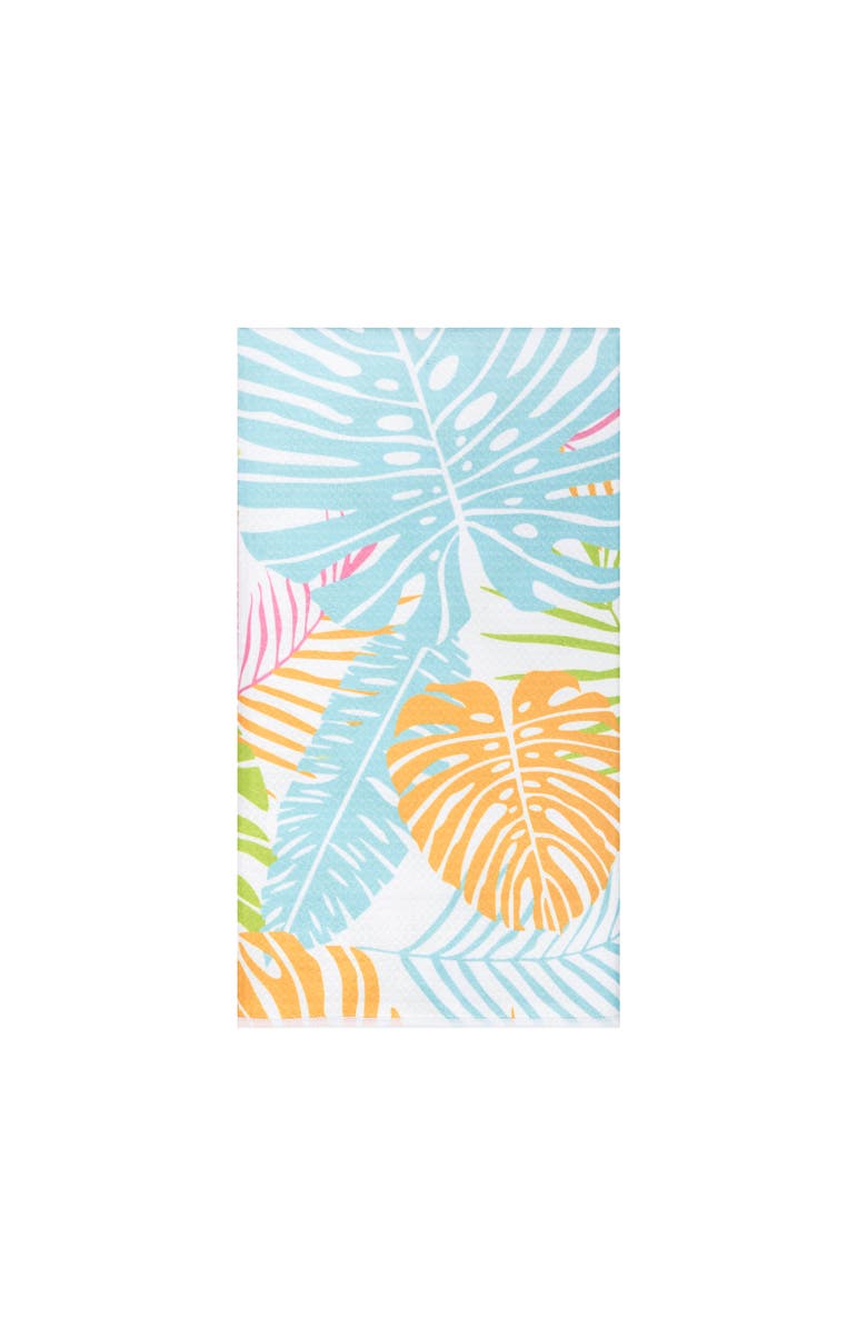 C&F Home Palm Beach Tropical Monstera 100% Cotton Dishtowel, Main, color, Blue
