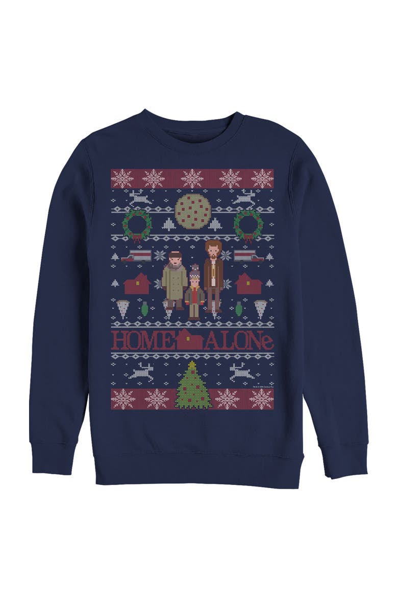 Men's Characters Ugly Sweater Long Sleeve Crewneck Sweatshirt, Main, color, Navy Blue