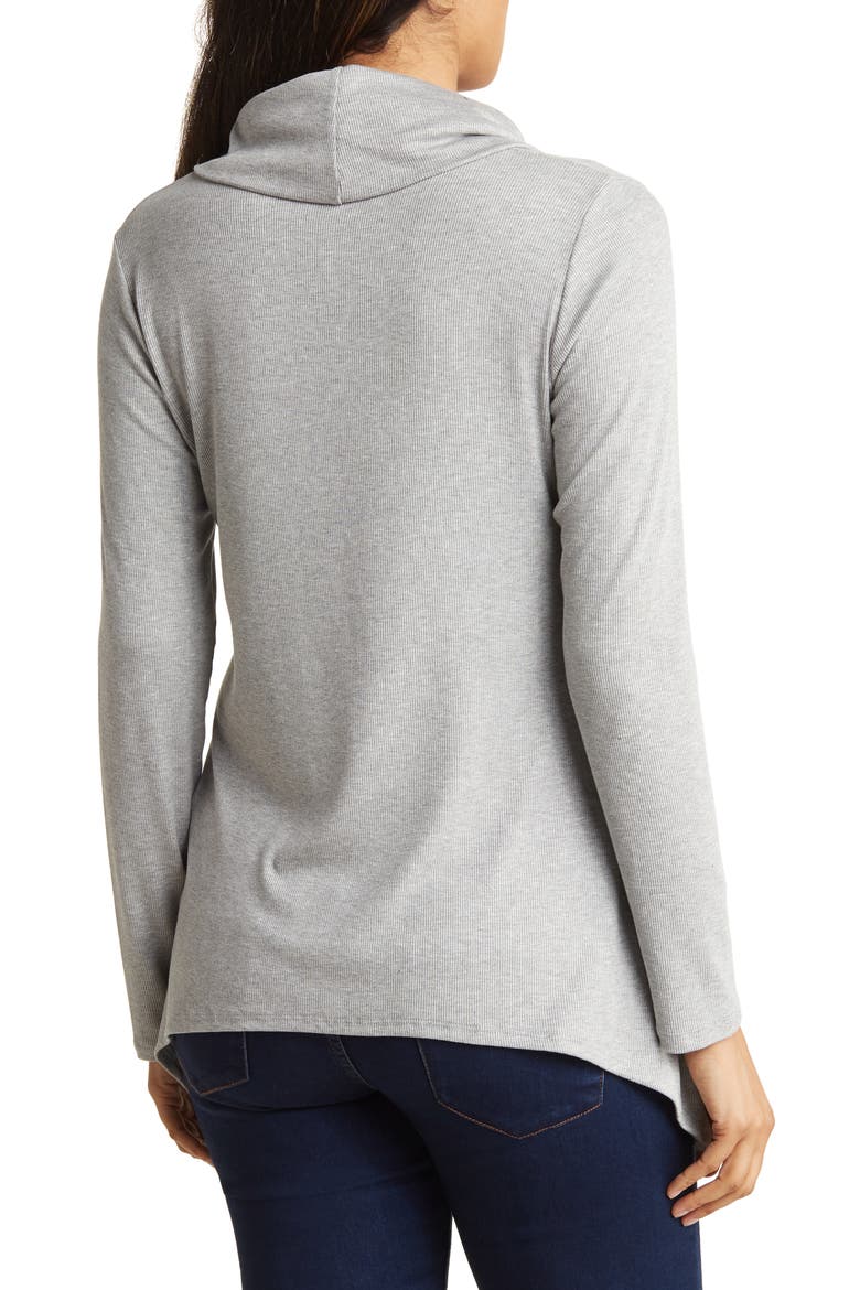 Cowl Neck Asymmetric Top, Alternate, color, CHARCOAL PRINT 1