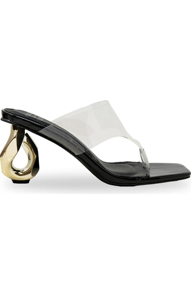 CHASE AND CHLOE Ryella Clear Strap Sandal, Alternate, color, Black Pu