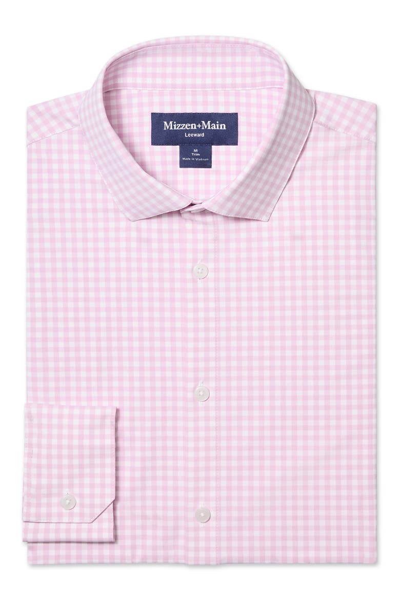 Leeward Trim Fit Gingham Button-Up Shirt, Alternate, color, PINK SALT CREW GINGHAM