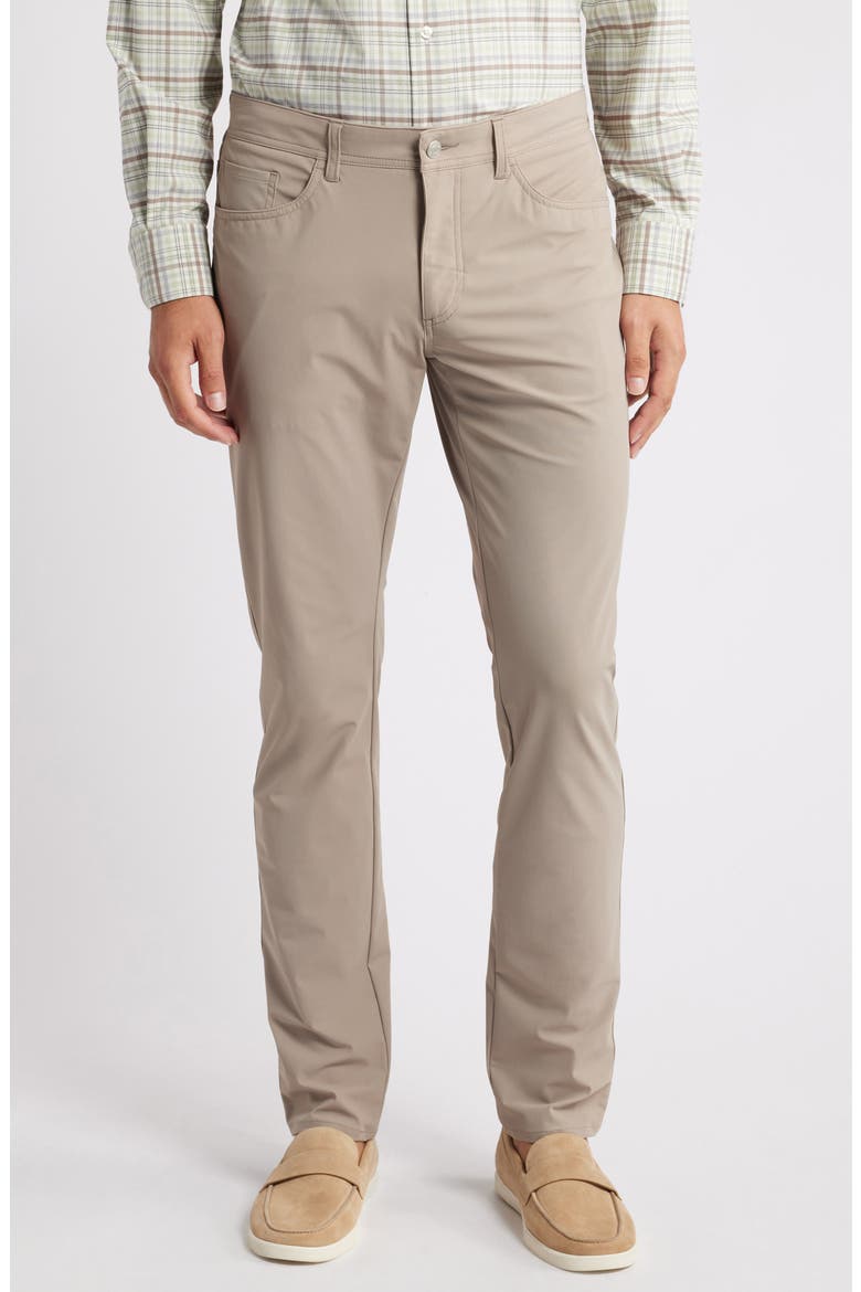 Warp Knit Stretch Nylon 5-Pocket Pants, Main, color, DARK SAND