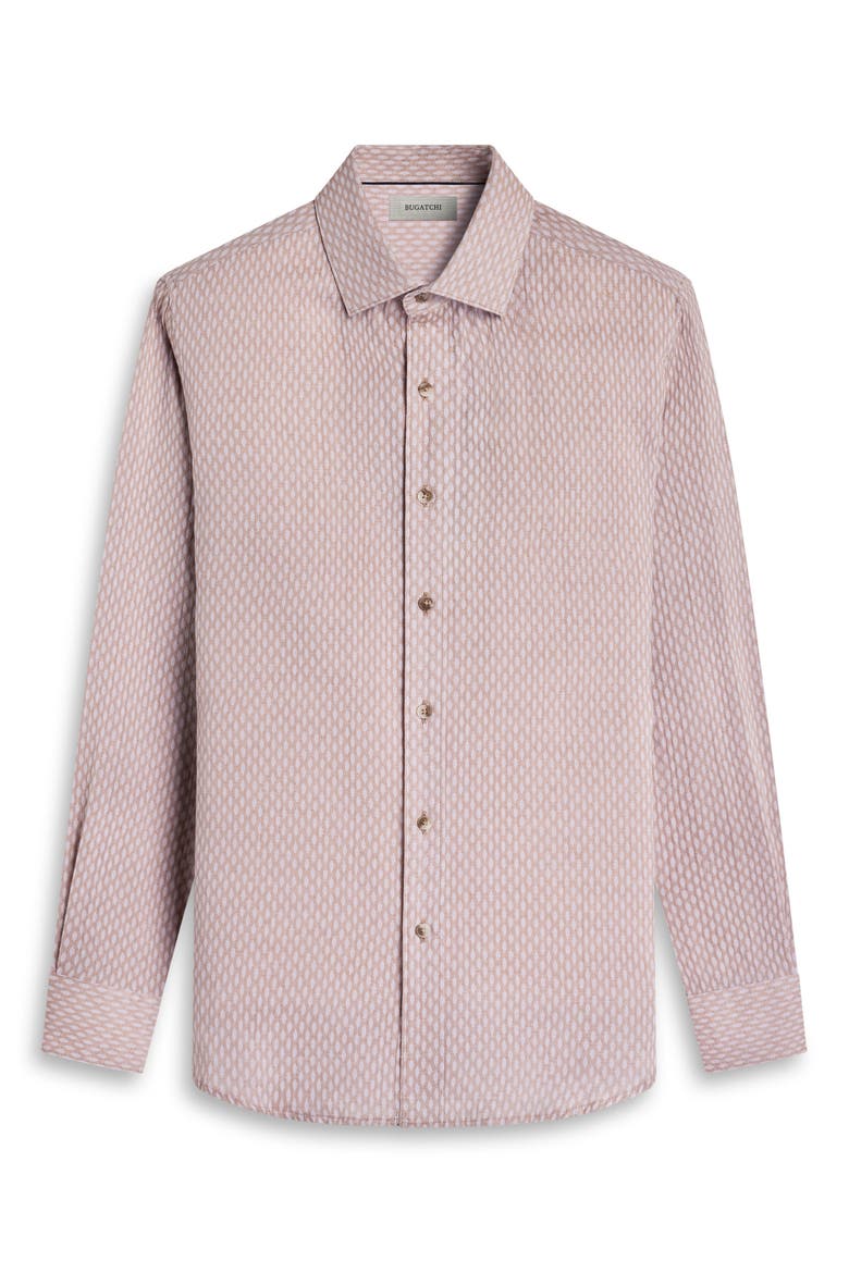 Axel Trim Fit Lattice Print Cotton Button-Up Shirt, Alternate, color, DESERT