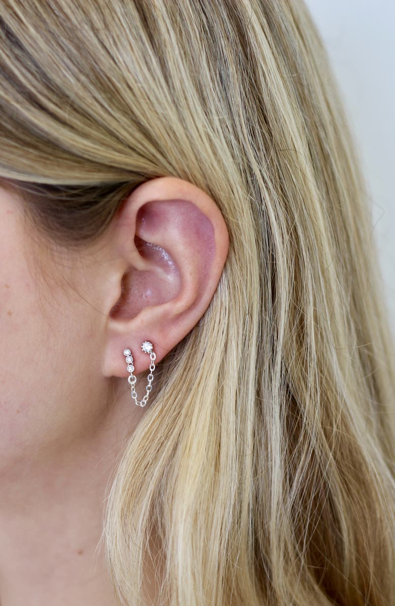 Set & Stones Maven Double Stud Chain Earrings, Alternate, color, Silver