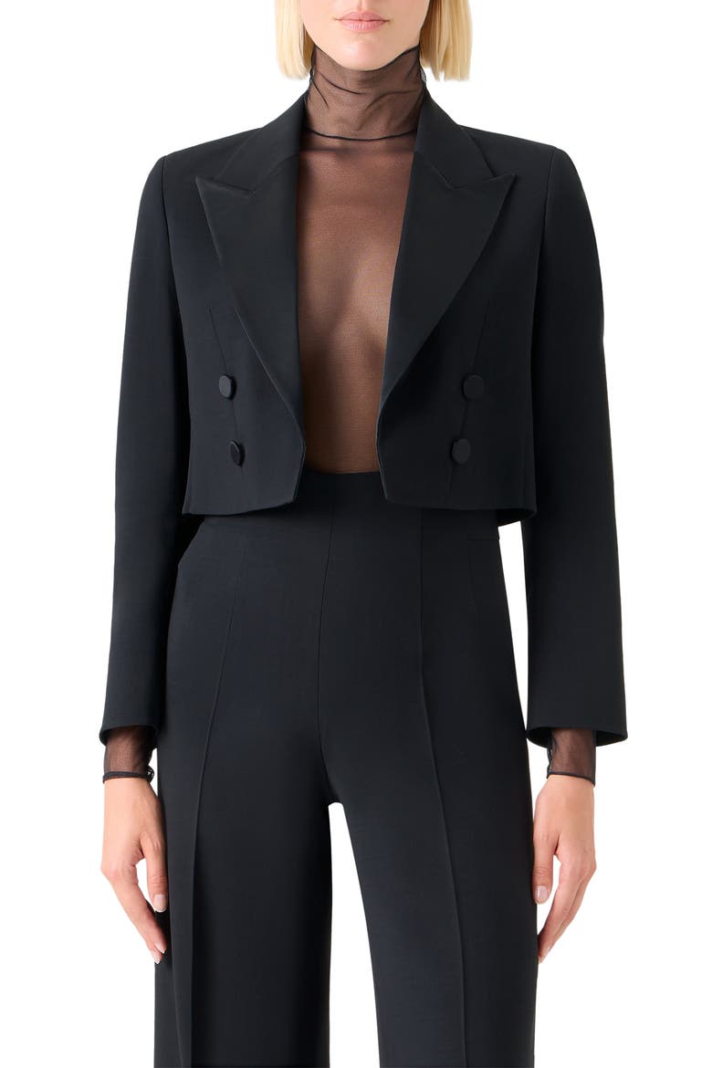 Short Wool Blend Jacket, Main, color, BLACK