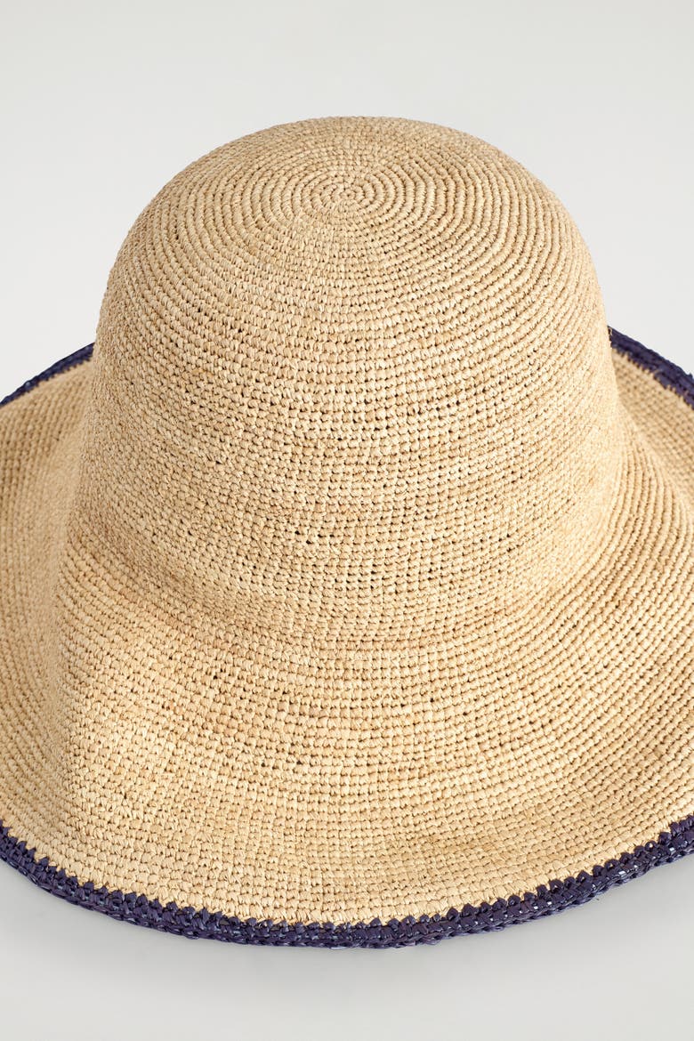 Contrast-trim Raffia Hat, Alternate, color, NATURAL / BROWN