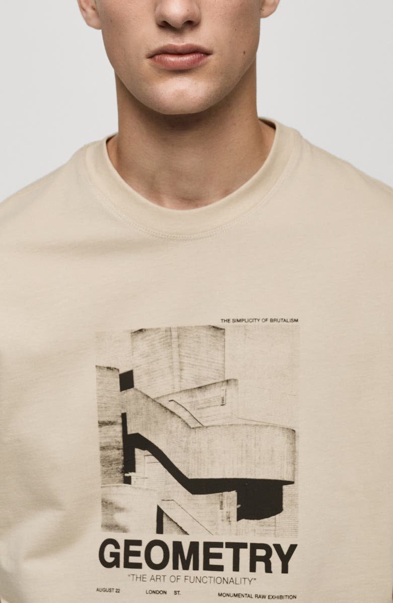 MANGO Cotton Graphic T-Shirt, Alternate, color, Light Beige