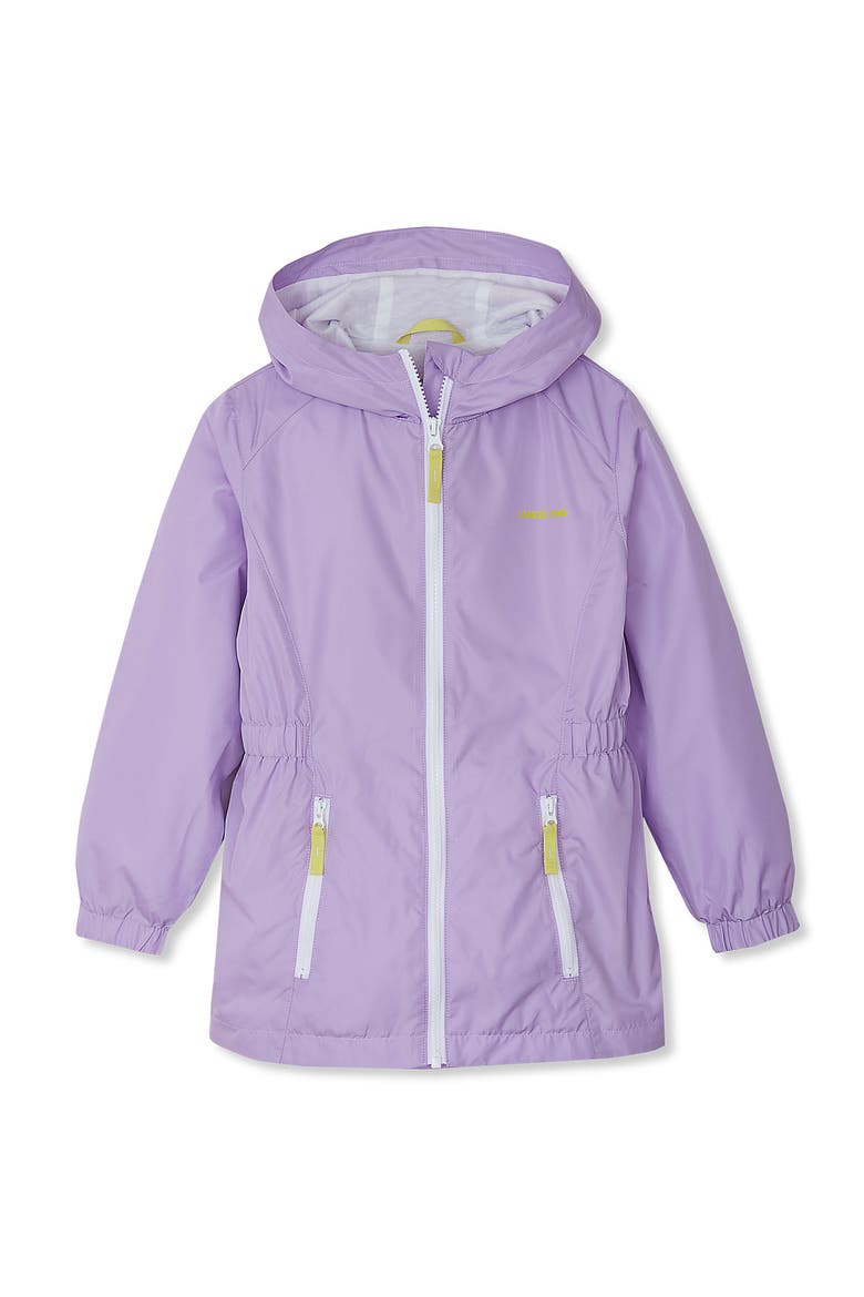Girls Hooded Water Resistant Rain Jacket, Main, color, Lavender
