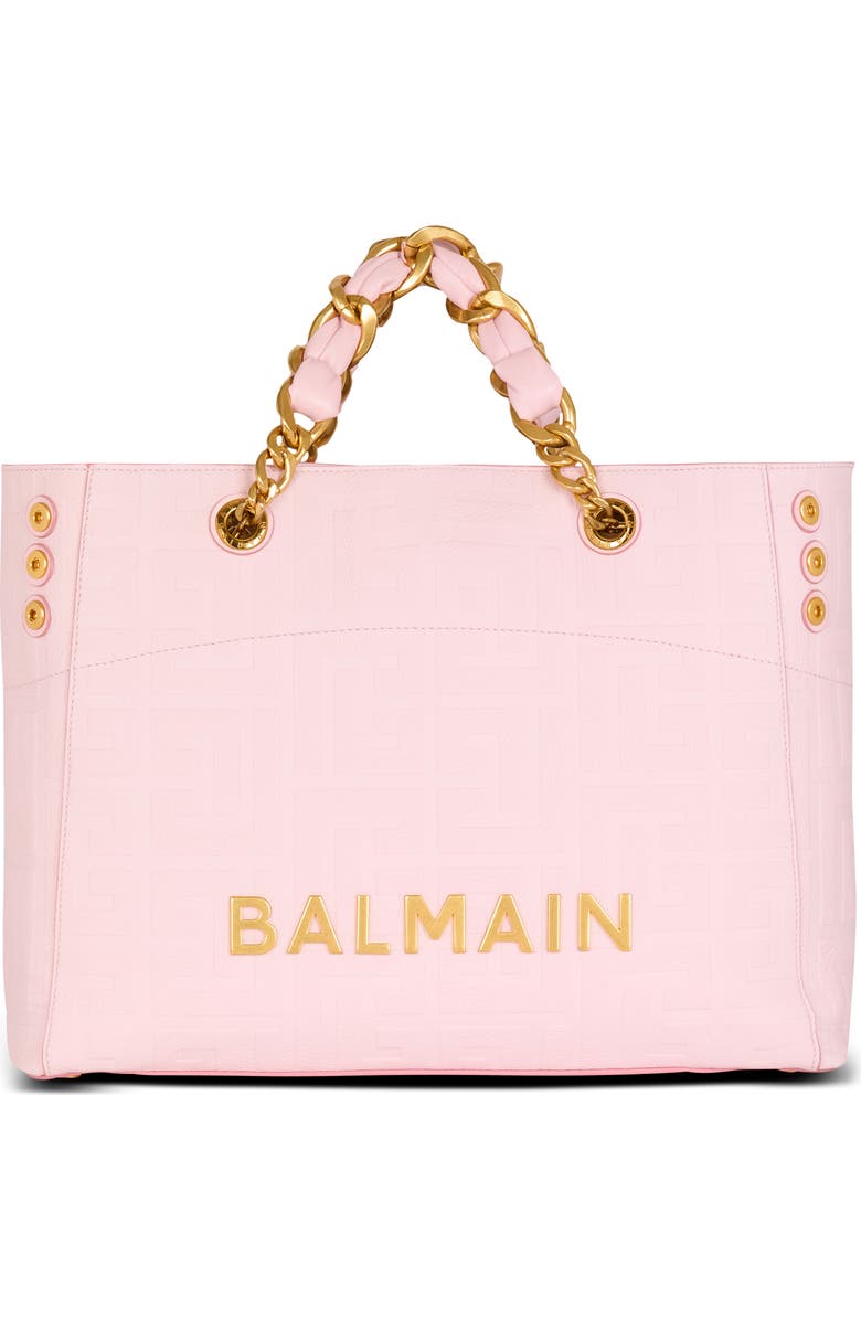 Balmain 1945 Soft Grained Leather Tote, Main, color,