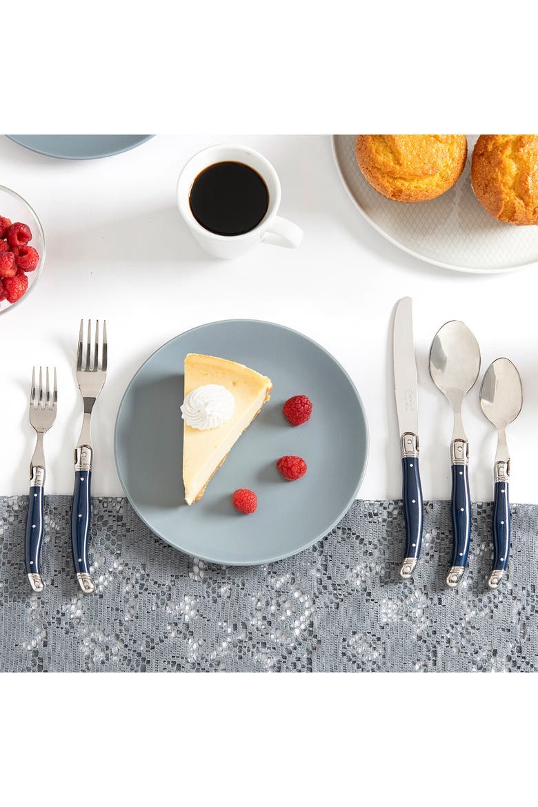 Laguiole 20-Piece Stainless Steel Flatware Set - Navy Blue, Alternate, color, NAVY BLUE
