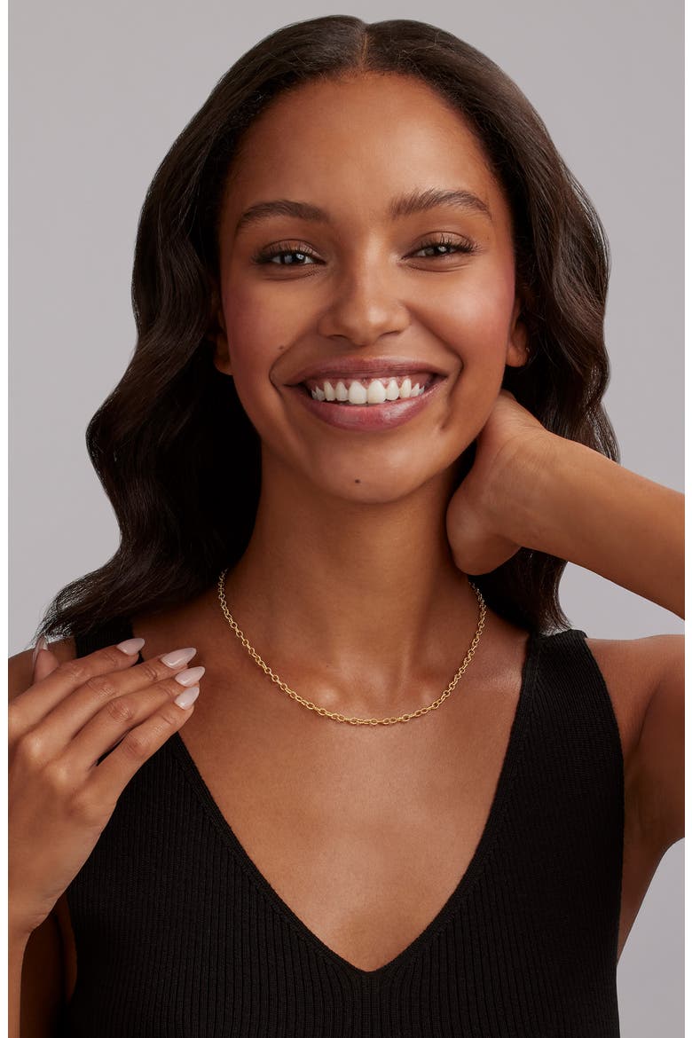 Signature Caviar Beaded Link Necklace, Alternate, color, GOLD