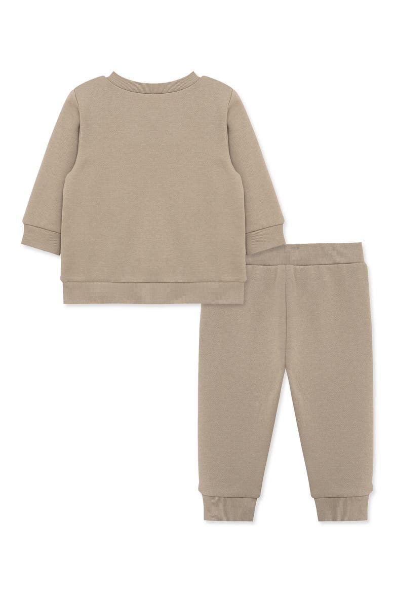 Kids' Embroidered Bear Fleece Crewneck Sweatshirt & Joggers Set, Alternate, color, TAN