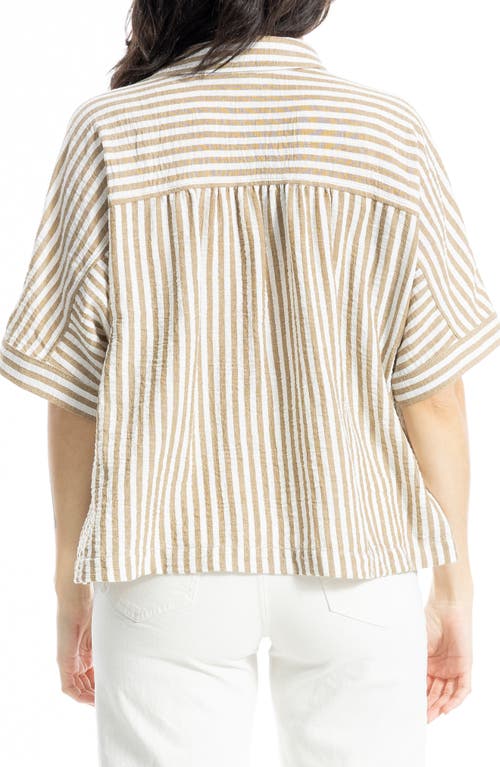 Max Studio Textured Stripe Camp Shirt