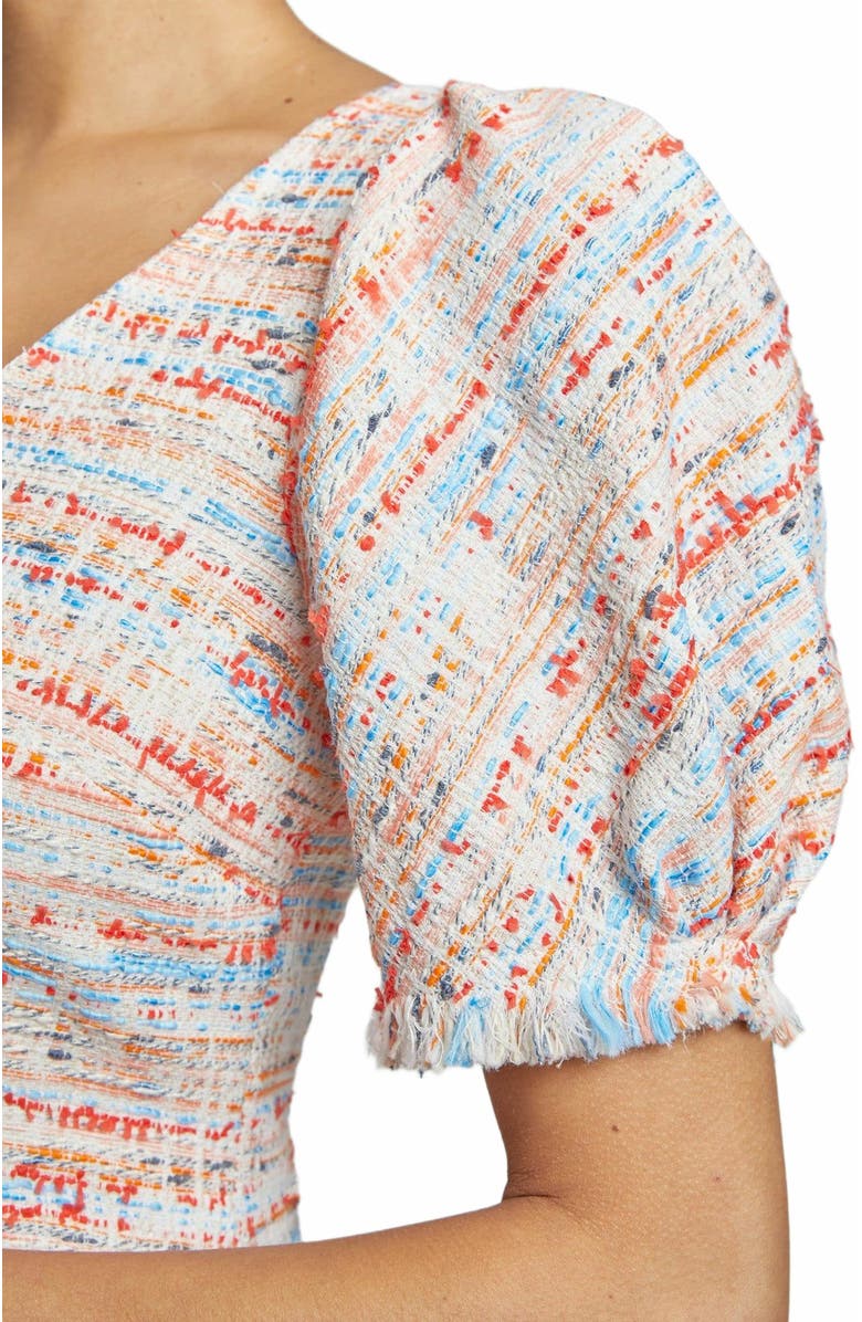 Santorelli BIANCA Tweed Shift Dress with Puff Sleeves, Alternate, color, Shell