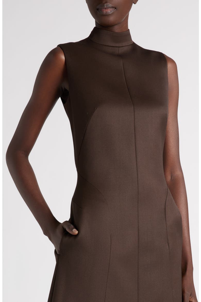 Wool Sleeveless Mock Neck Minidress, Alternate, color, COFFEE