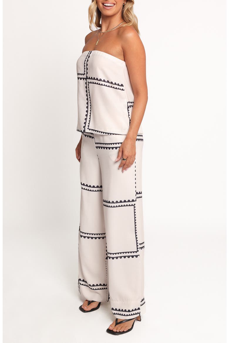 Ezra Linen Blend Strapless Top & Wide Leg Pants Set, Alternate, color, WHITE