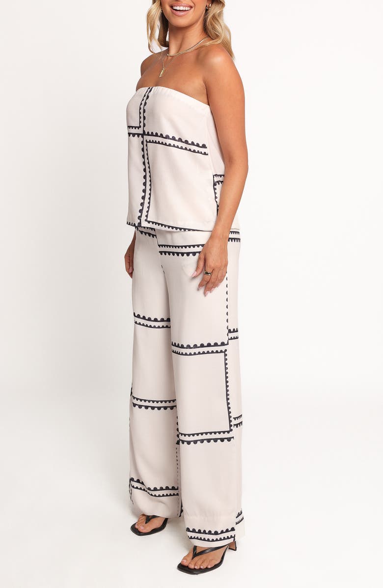 Ezra Linen Blend Strapless Top & Wide Leg Pants Set