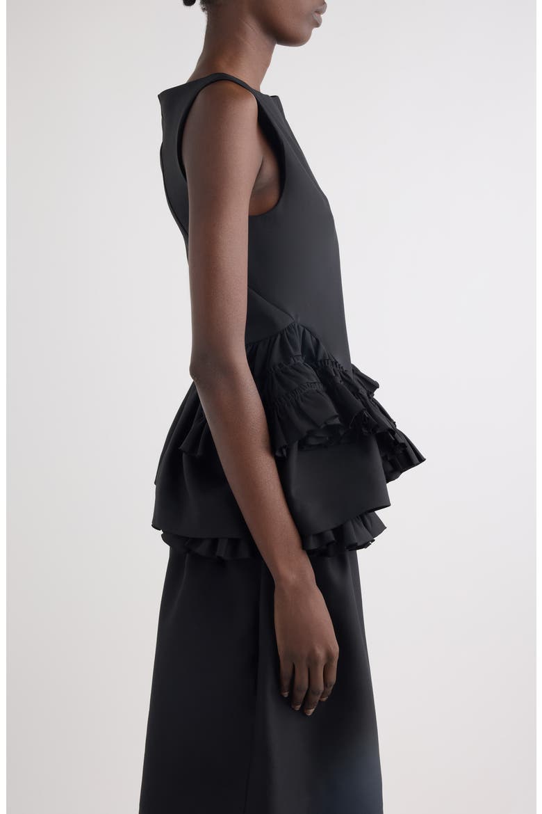 Casey Ruffle Wool & Silk Top, Alternate, color, BLACK