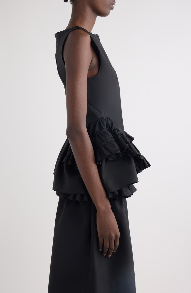 Dries Van Noten Casey Ruffle Wool & Silk Top, Alternate, color, Black