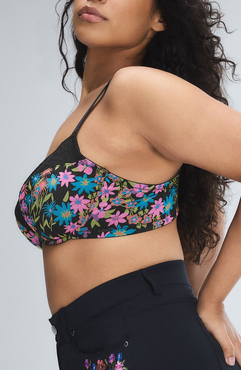 SAVAGE X FENTY Hopelace Romantic Unlined Demi Bra, Alternate, color, Black Caviar Flower Ditz Print