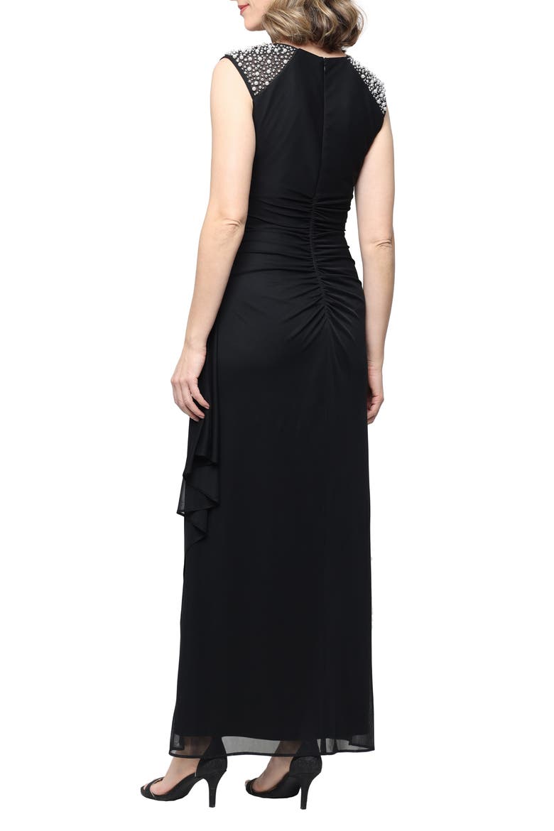 Heat Set Crystal Empire Waist Gown, Alternate, color, BLACK