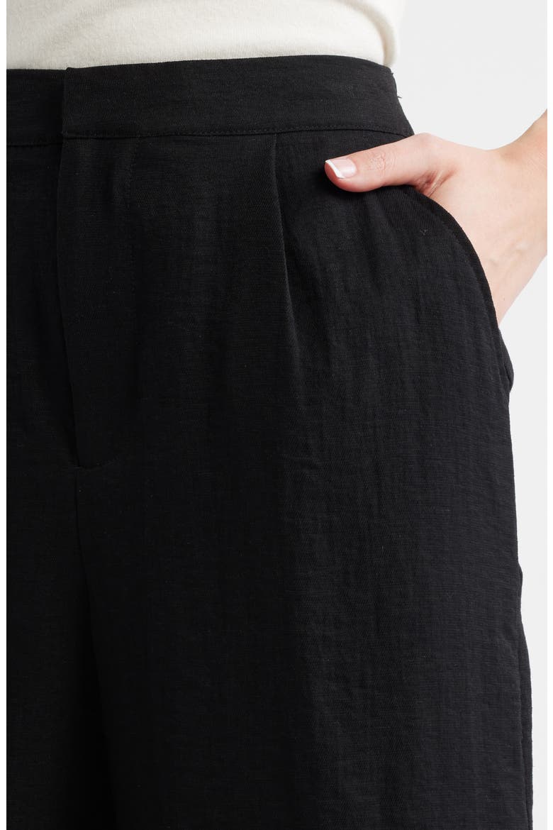 Pleat Front Bermuda Shorts, Alternate, color, BLACK