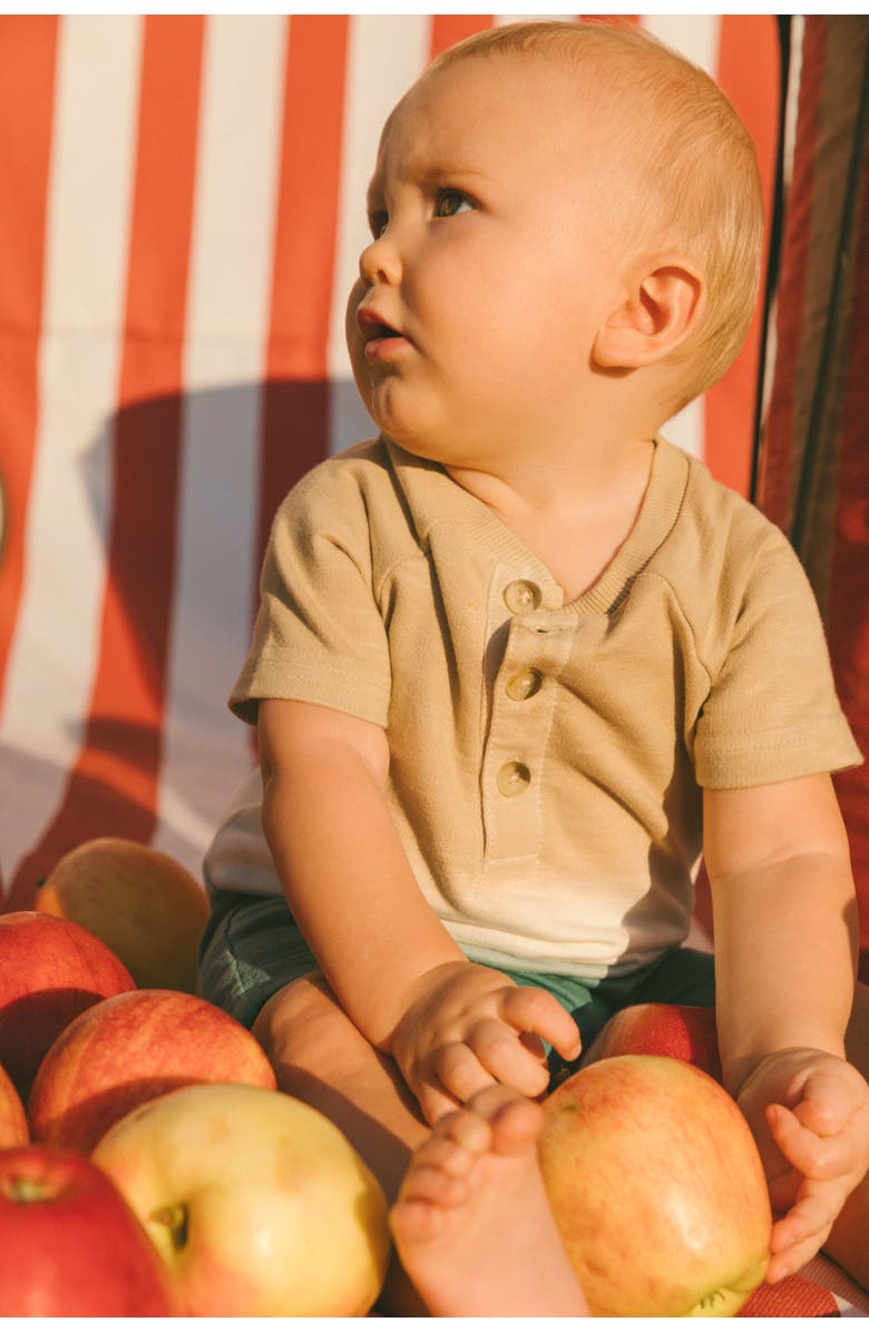 Deux par Deux Baby Boy's One-Piece Romper Gradient Beige And Teal, Alternate, color, 