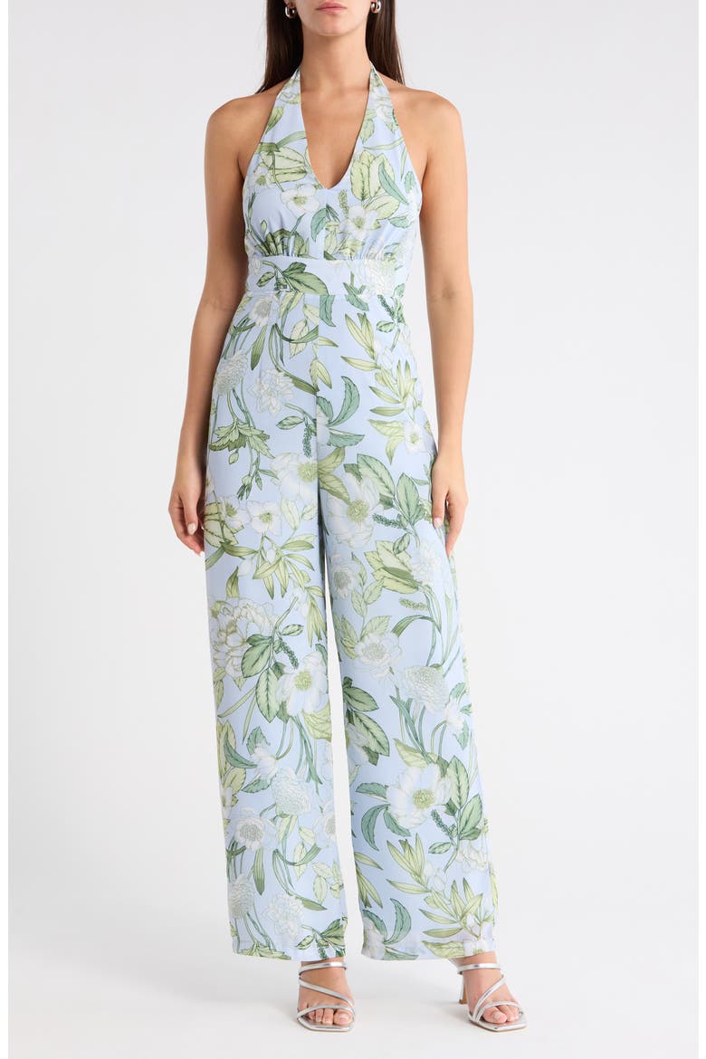 Serenade Bloom Halter Jumpsuit, Main, color, WHITE-GREENS