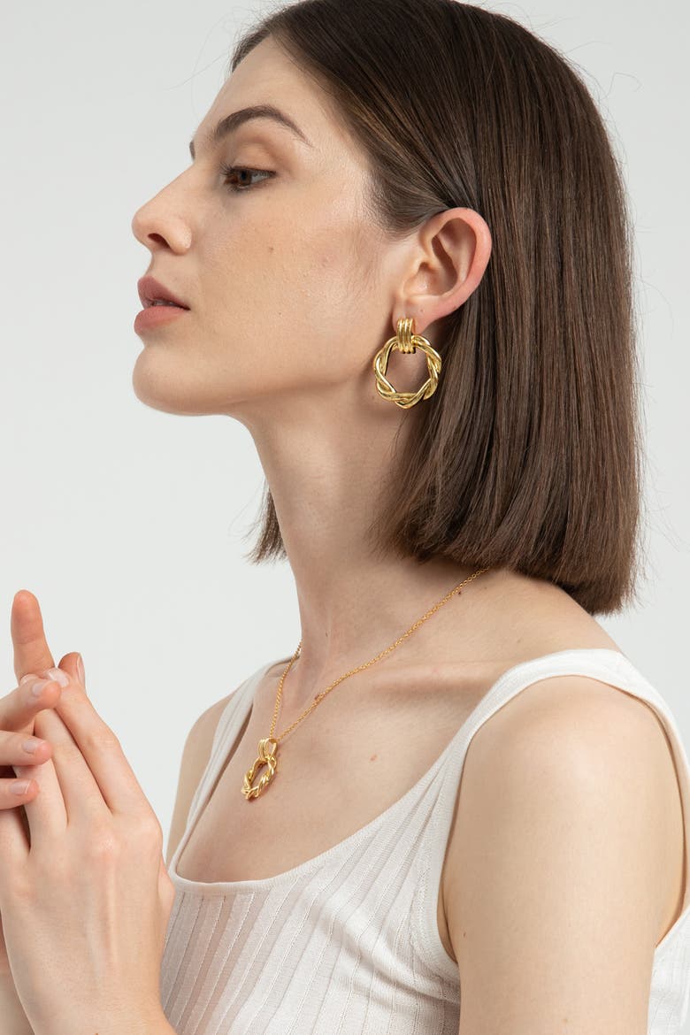 Eléa Twisted Hoop Earrings, Alternate, color, Gold