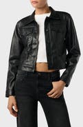 Hudson Jeans Crop Faux Leather Trucker Jacket