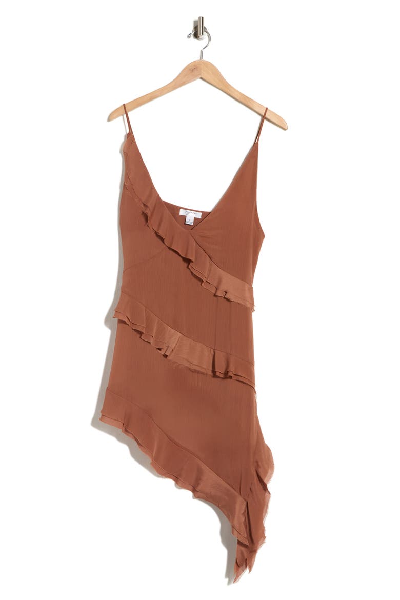 Asymmetrical Ruffle Trim Camisole, Main, color, RUST