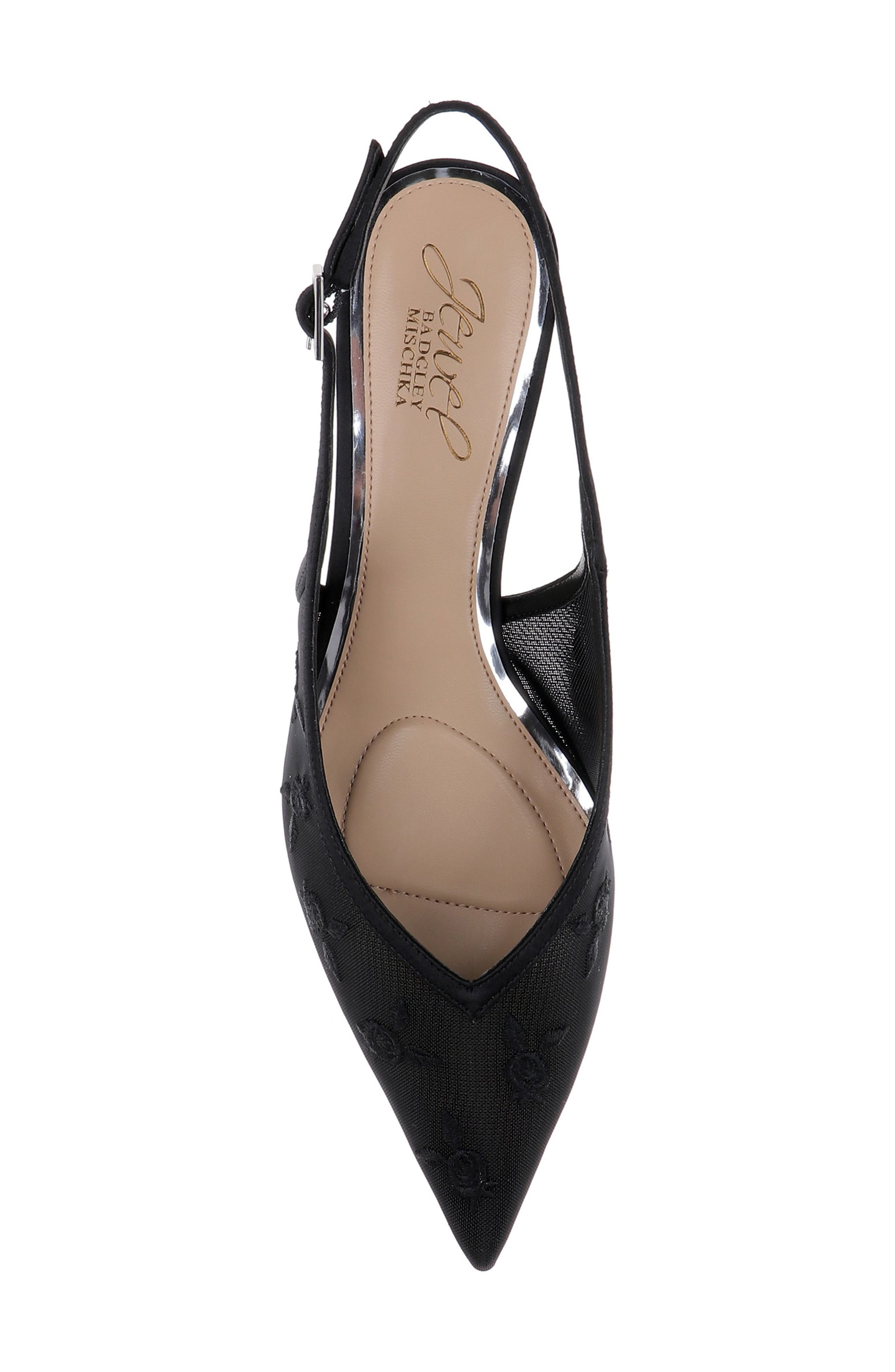Jewel Badgley Mischka Zahra II Slingback Pointed Toe Pump, Alternate, color, Black Satin