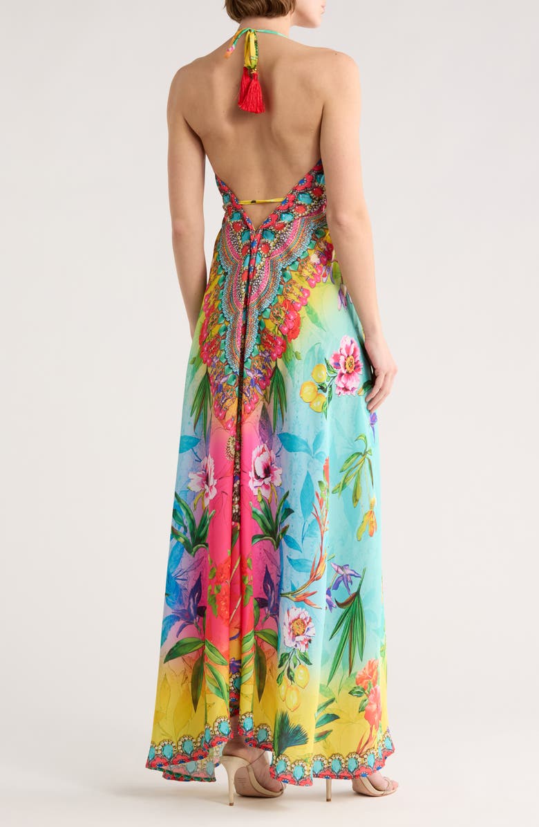 RANEES High-Low Halter Maxi Dress, Alternate, color, Multicolor