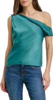 Favorite Daughter The Side Note One-Shoulder Satin Top
