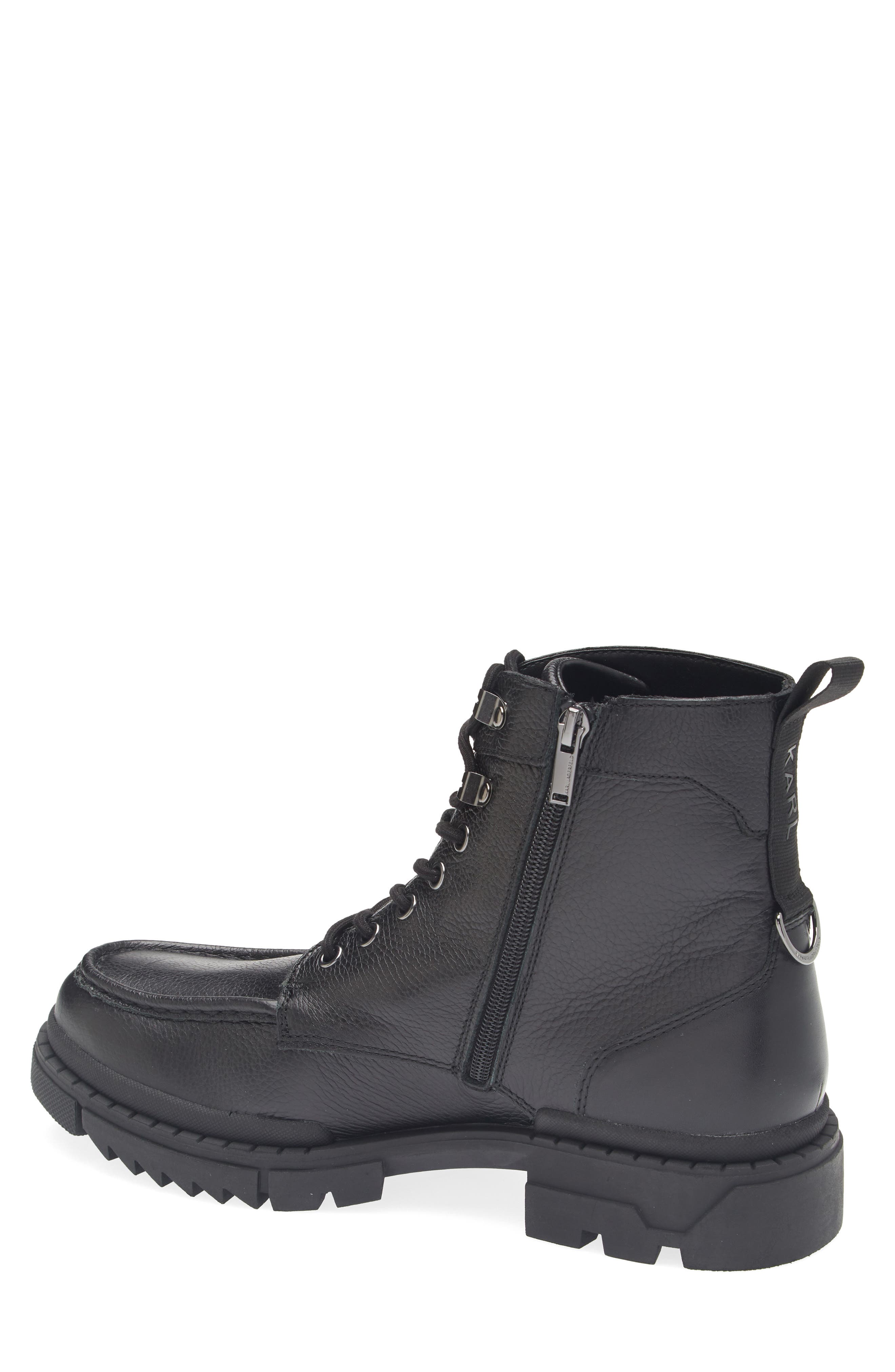 KARL LAGERFELD PARIS Apron Toe Combat Boot, Alternate, color, Black