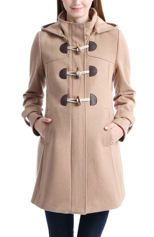 Kimi & Kai Paisley Maternity Duffle Toggle Wool Coat In Brown